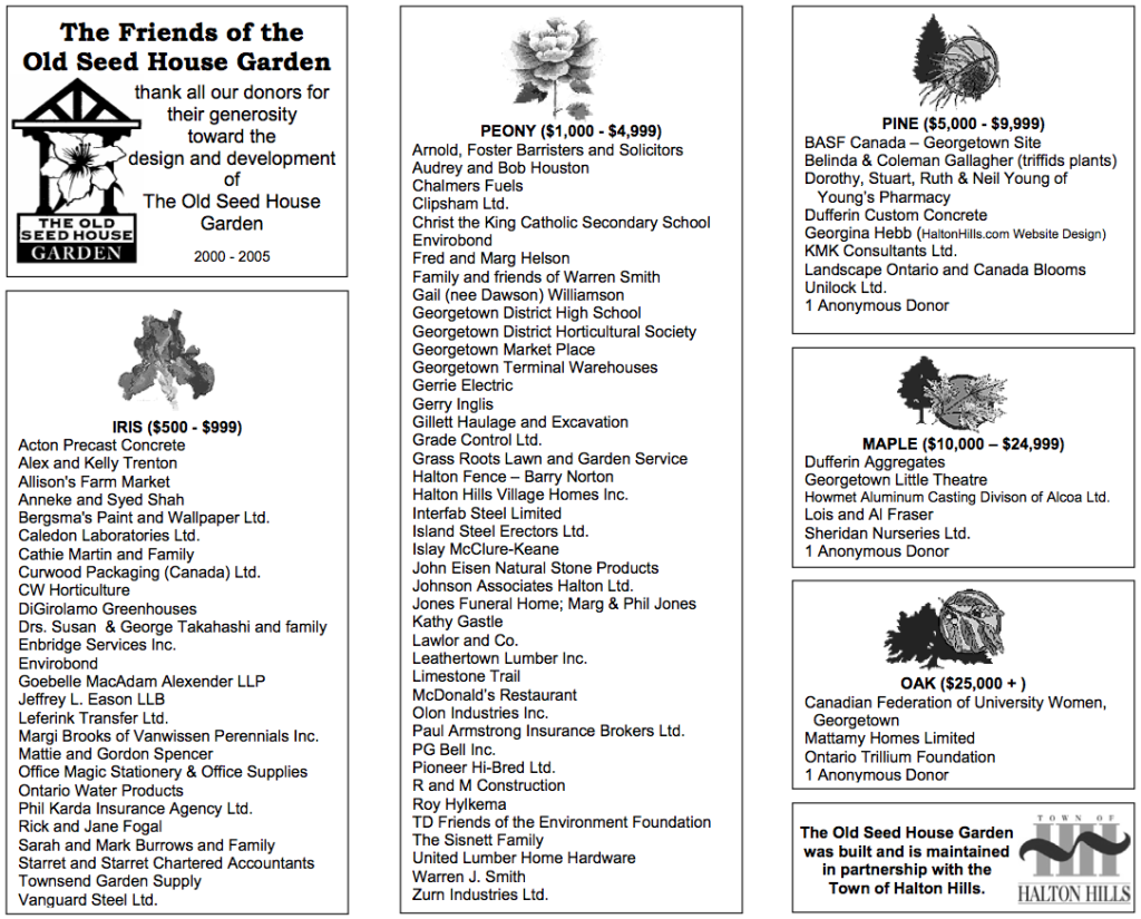 Old Seed House Garden Donors